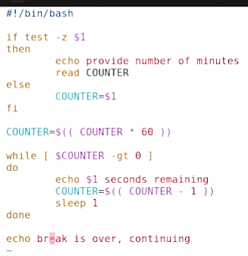 Script bash de compte à rebours : conversion des minutes en secondes puis boucle while qui décompte jusqu'à zéro