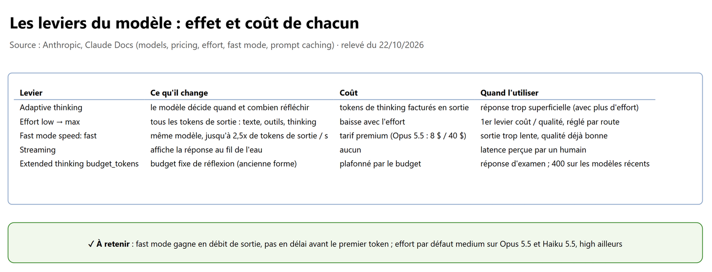 Les leviers du modèle et leur coût